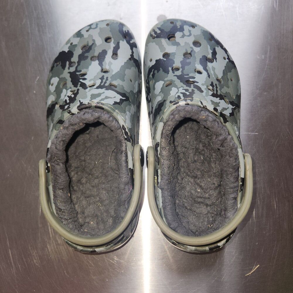 Gray Camo Classic Slip On Clogs w/fleece liner Kids Size 13